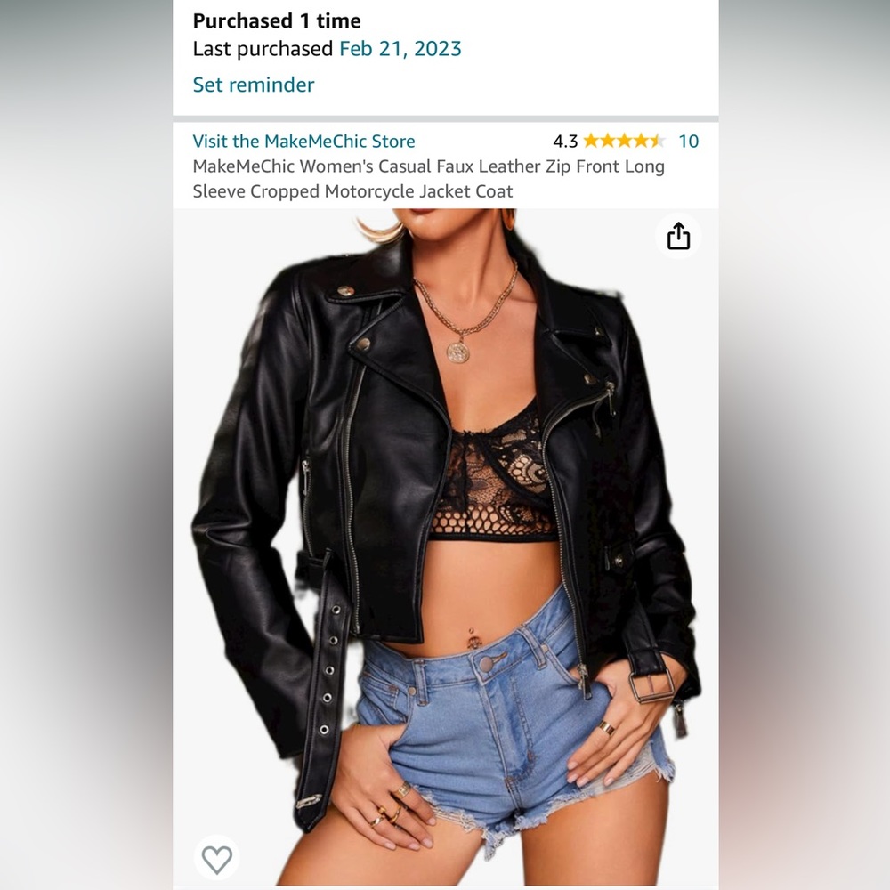 Black Faux leather / pleather moto jacket size small - Picture 2 of 4